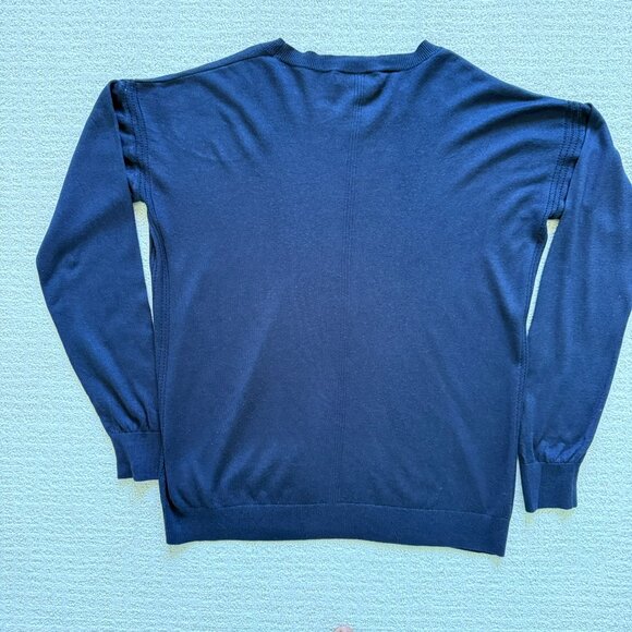 BANANA REPUBLIC | Navy Silk- Crew Neck Sweater Sz M - Picture 2 of 5
